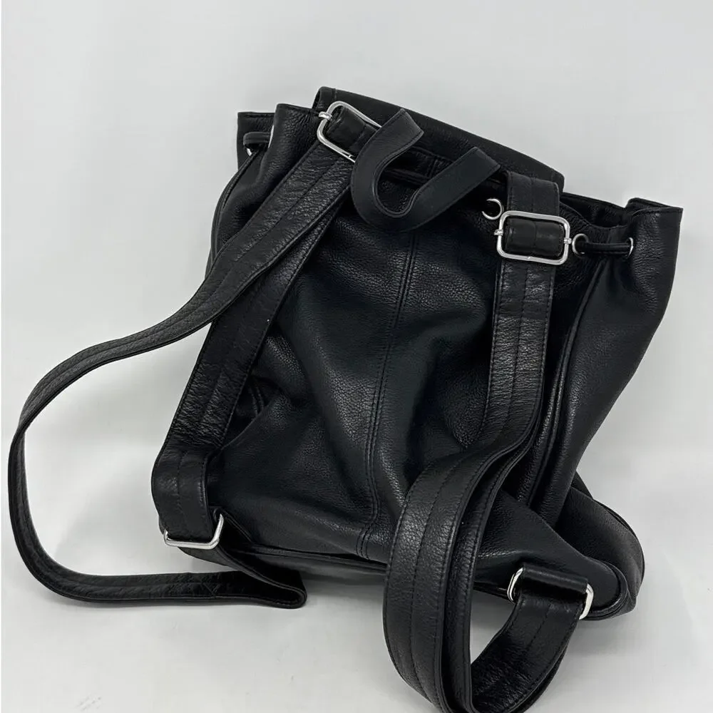Vintage Wilson Black Leather Drawstring Backpack